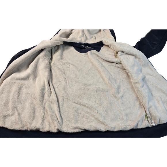 L.L.Bean navy blue SOFT thick fleece lining warm winter zip up hoodie jacket S - Picture 4 of 7